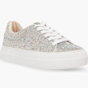 Betsy Johnson Sidny Crystal Pavé Platform Sneaker‎ Women’s Size 8.5M